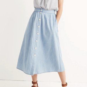 Madewell -  Palisade Button-Front Midi Skirt